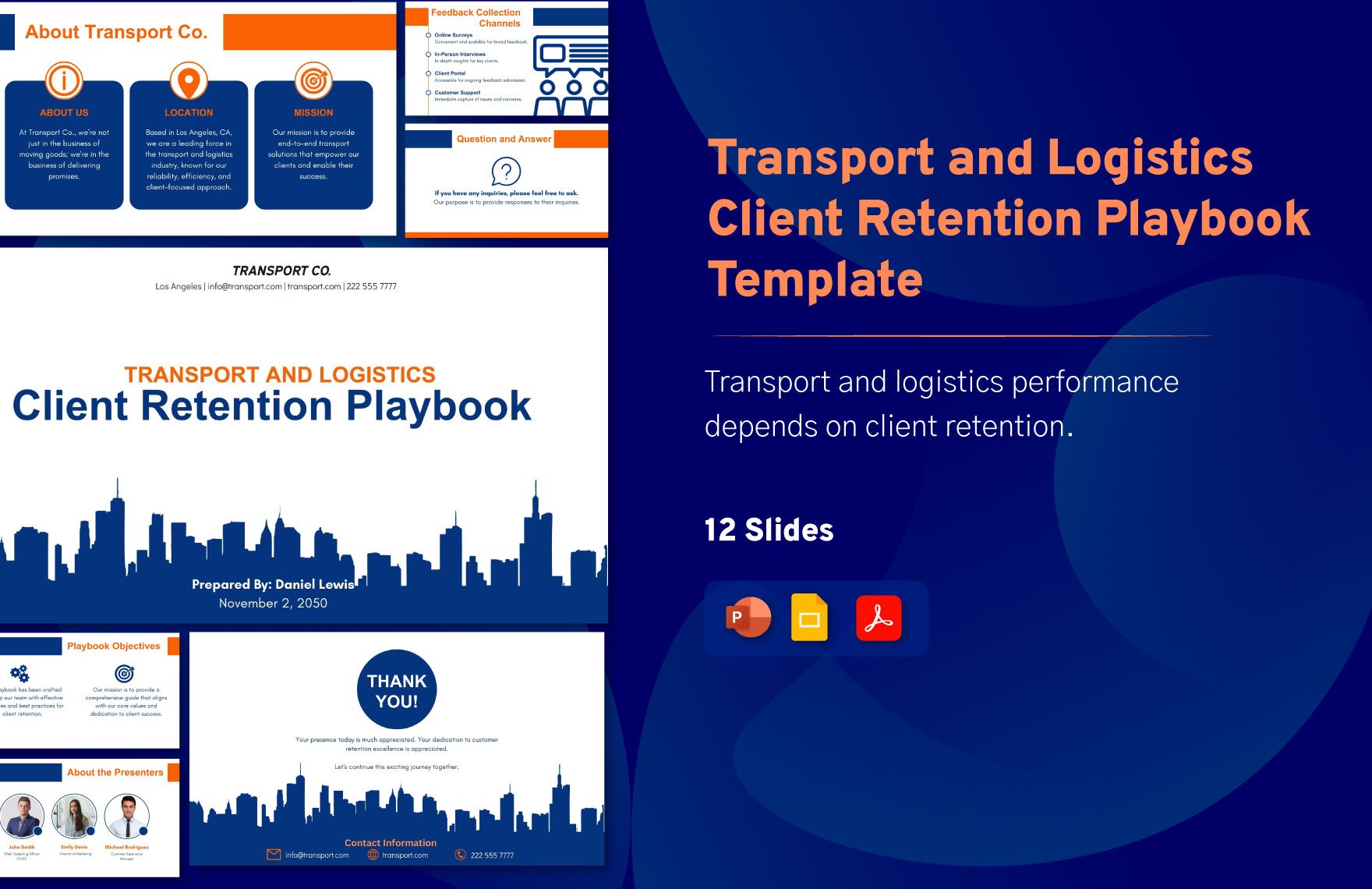 Transport and Logistics Client Retention Playbook Template