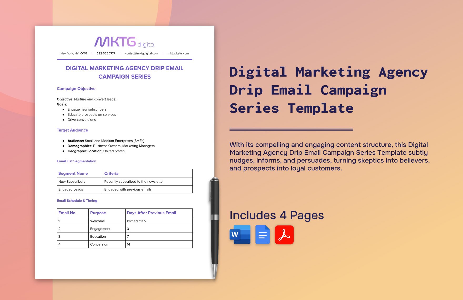 Digital Marketing Agency Drip Email Campaign Series Template in Word, Google Docs, PDF
