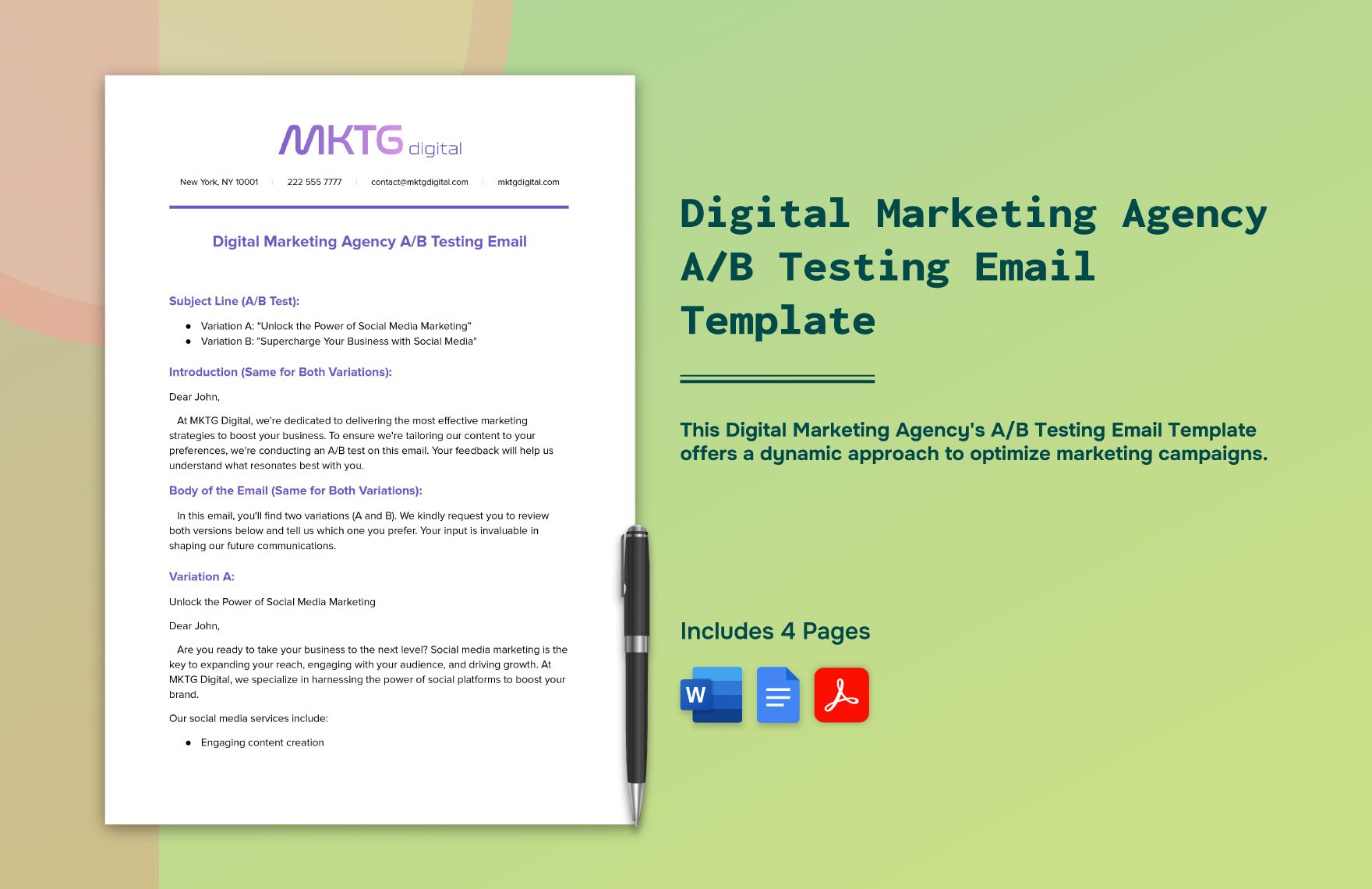 Digital Marketing Agency A/B Testing Email Template