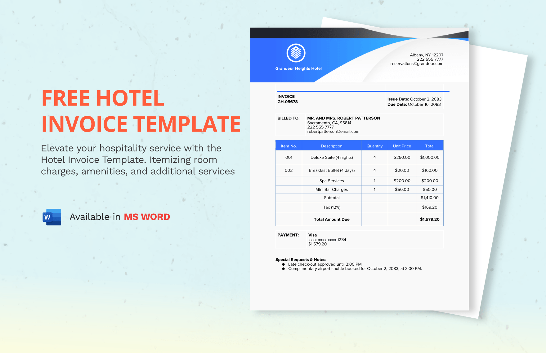 Hotel Invoice Template