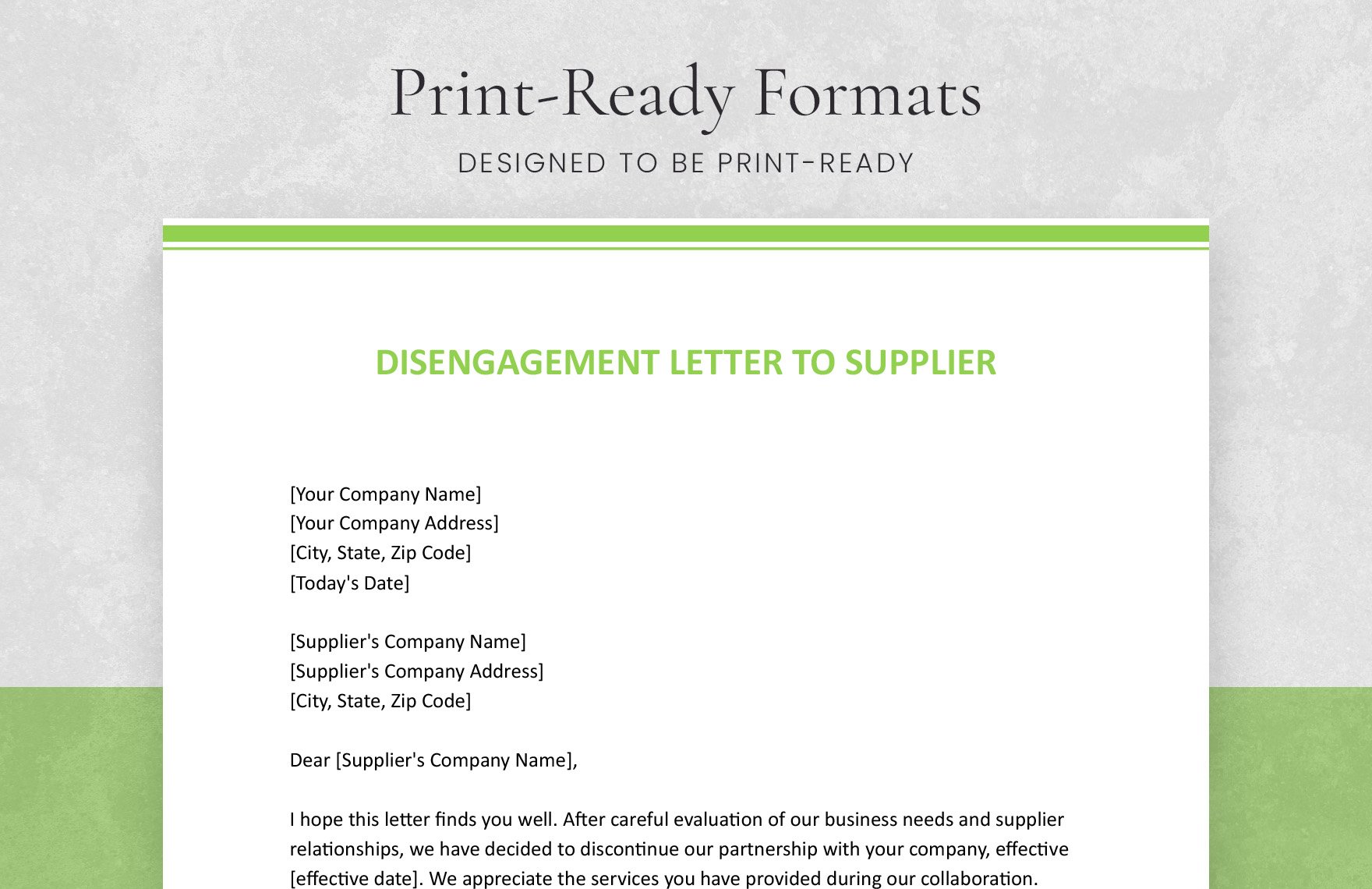 Disengagement Letter To Supplier