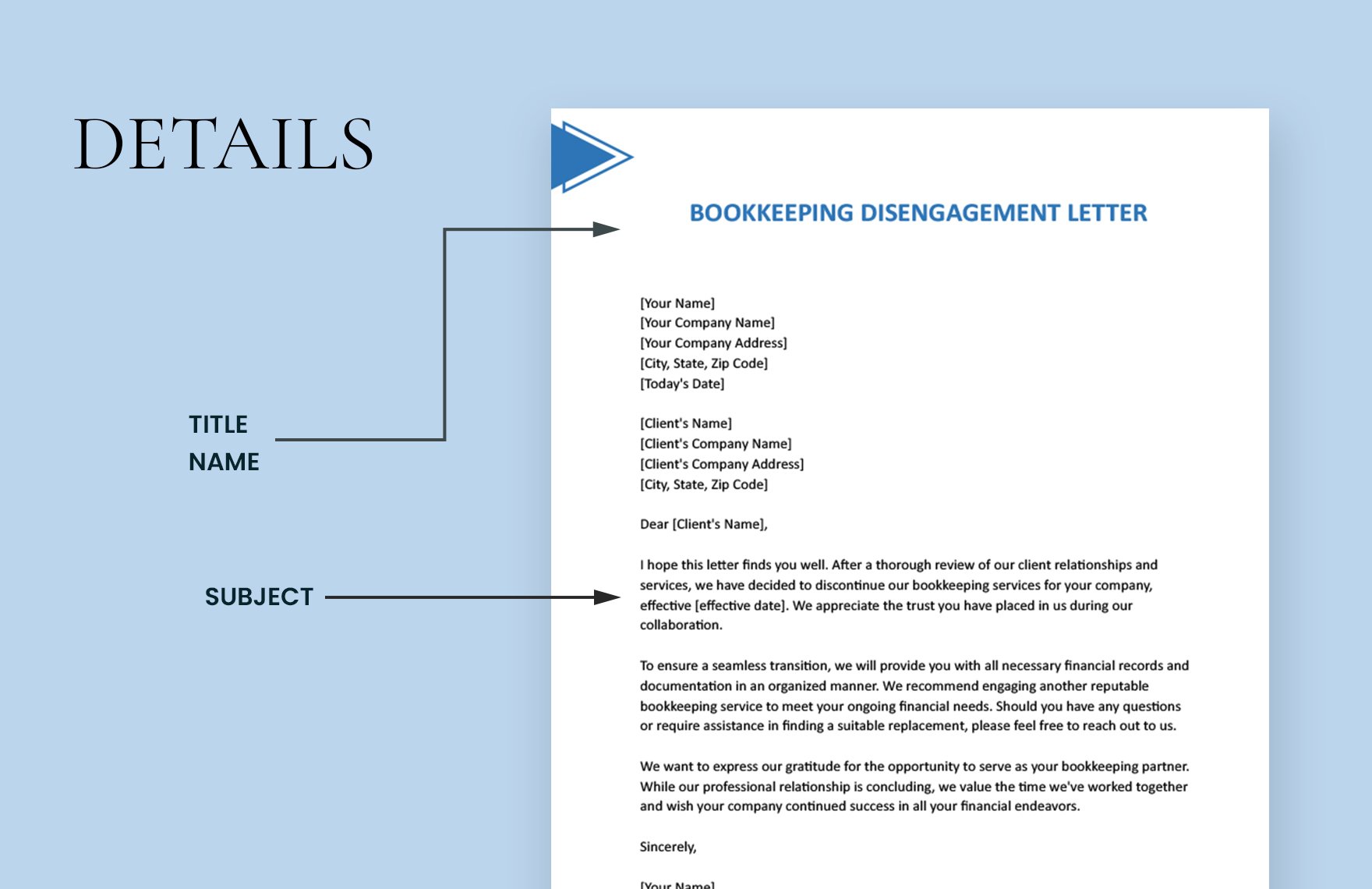 Bookkeeping Disengagement Letter