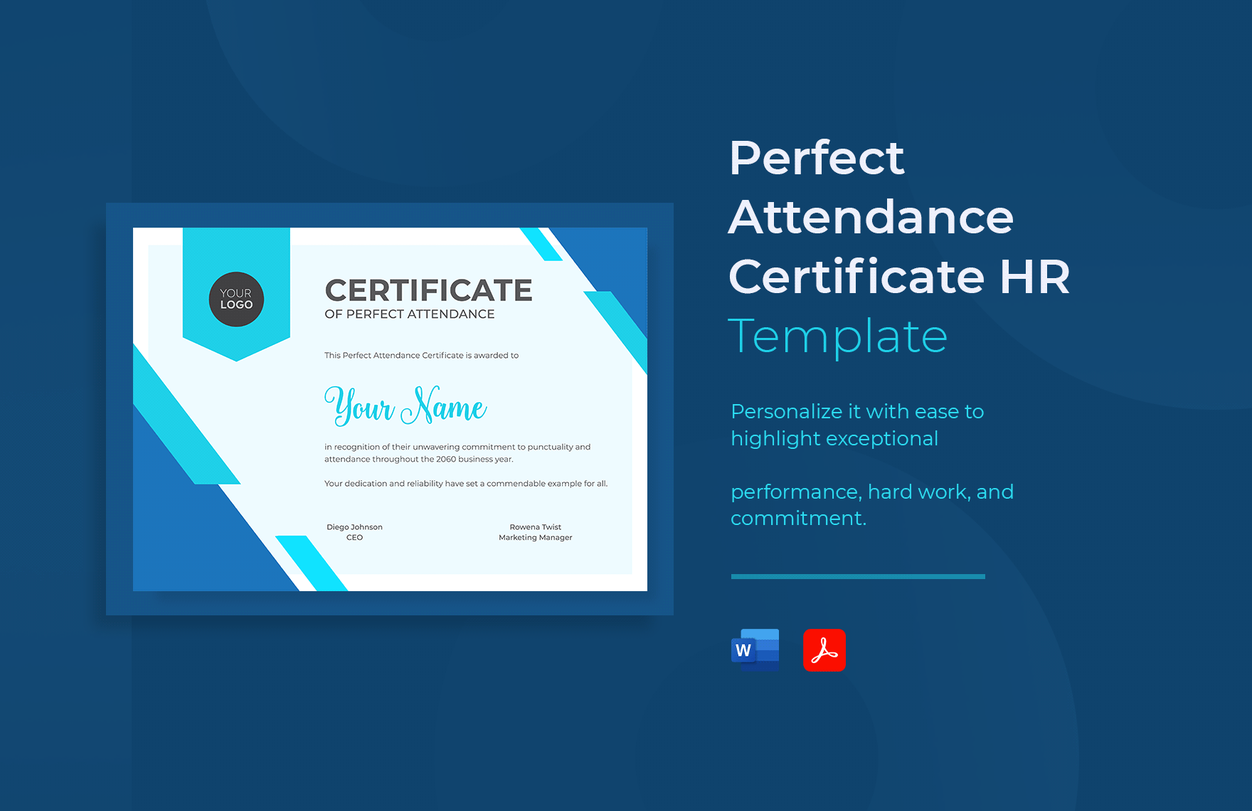Perfect Attendance Certificate HR Template