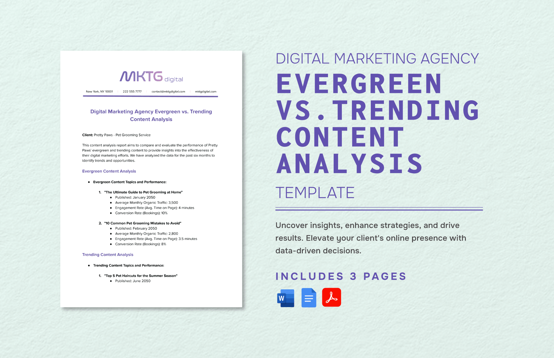 Digital Marketing Agency Evergreen vs. Trending Content Analysis Template