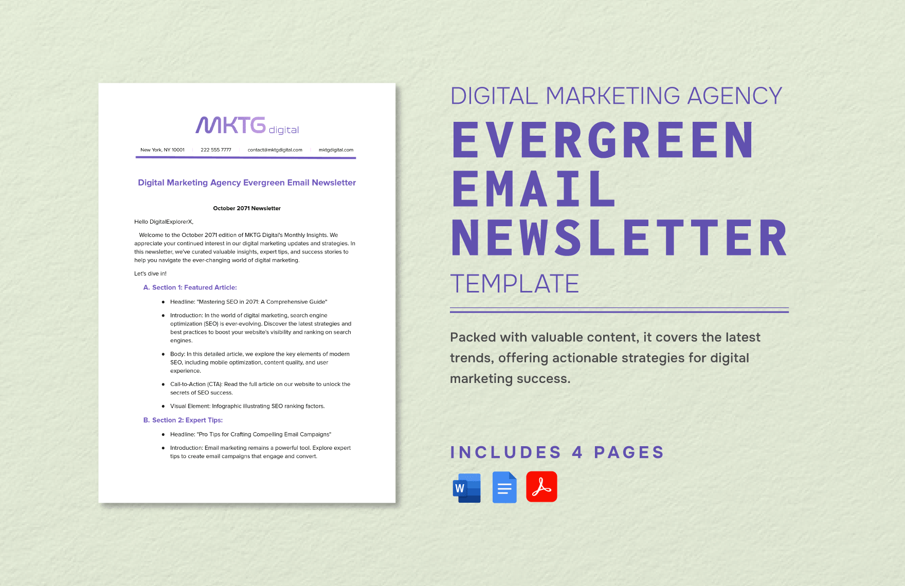 Digital Marketing Agency Evergreen Email Newsletter Template