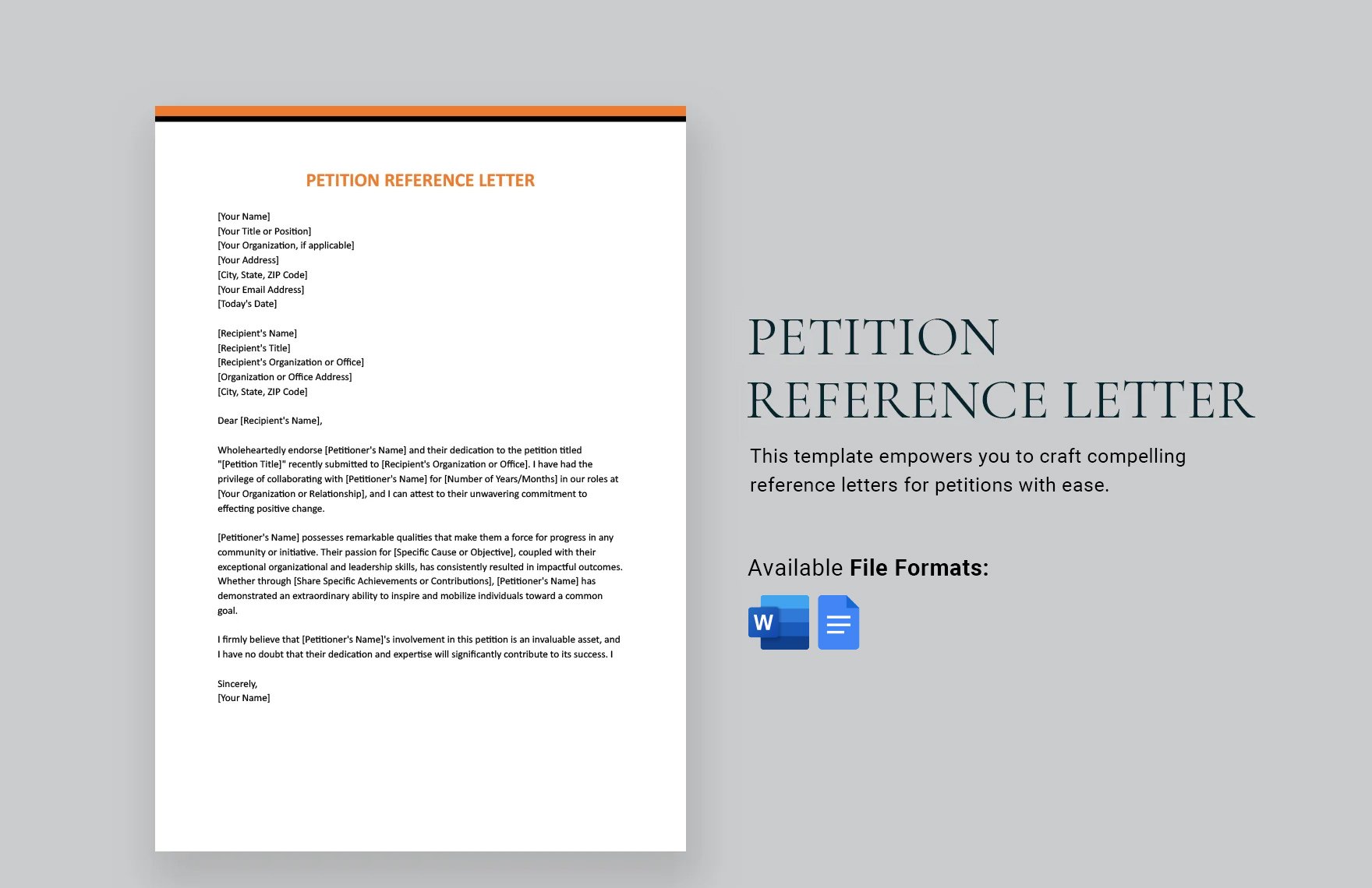 Petition Reference Letter in Word, Google Docs