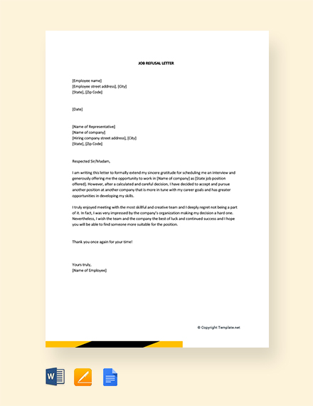 FREE Job Refusal Letter from Employee Template - Word | Google Docs