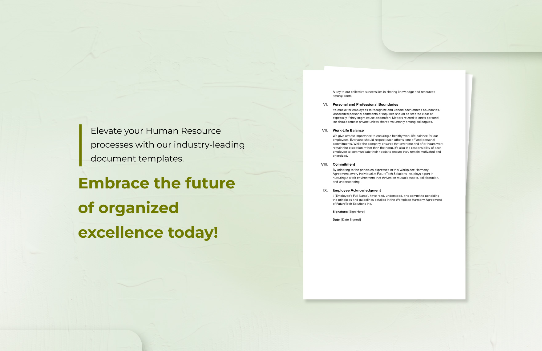 Workplace Harmony Agreement HR Template