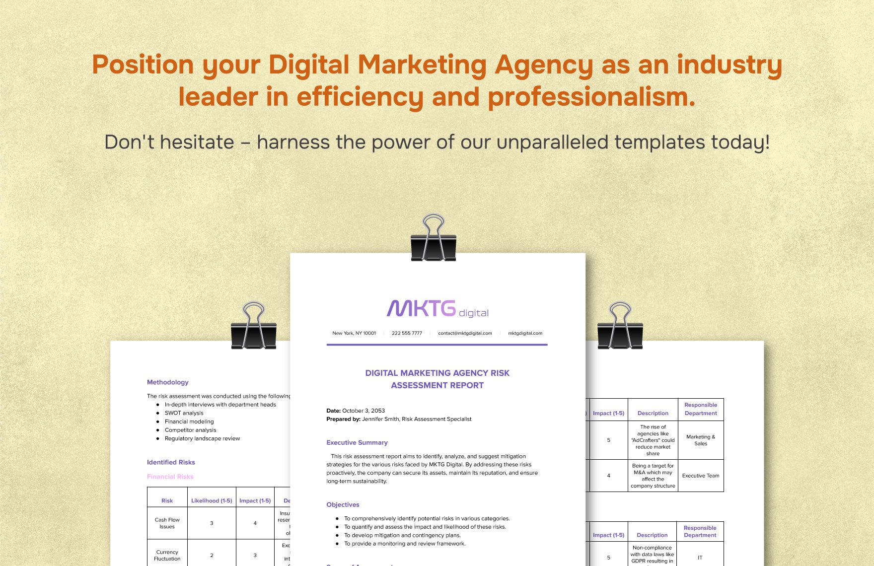 Digital Marketing Agency Risk Assessment Report Template