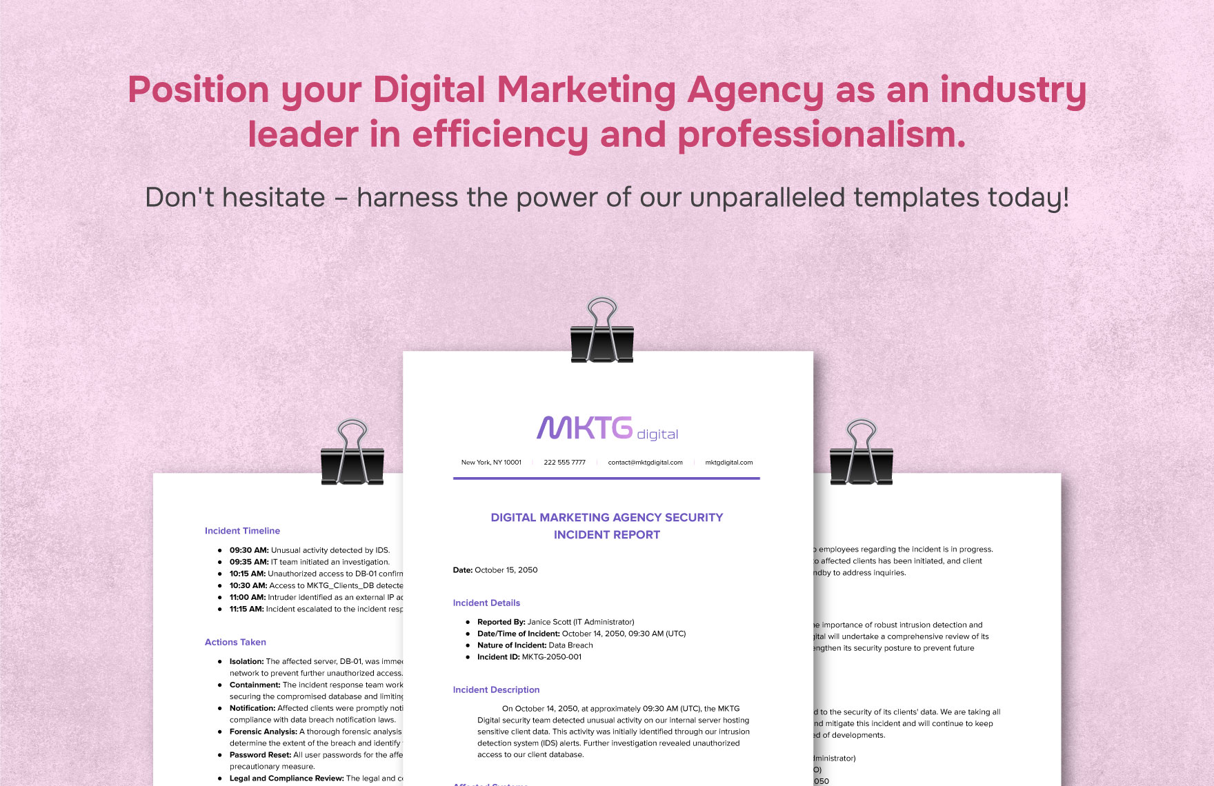 Digital Marketing Agency Security Incident Report Template