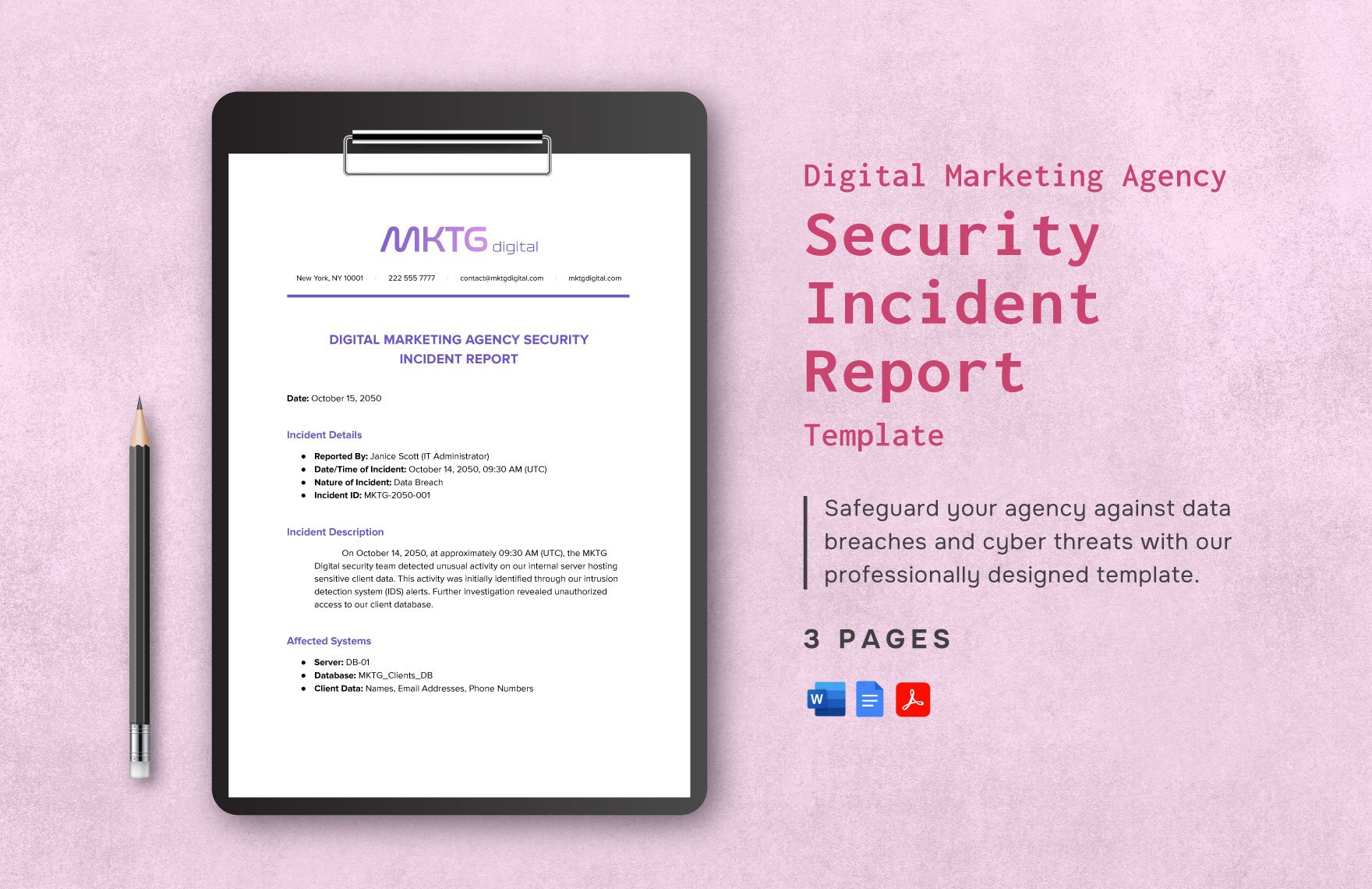 Digital Marketing Agency Security Incident Report Template