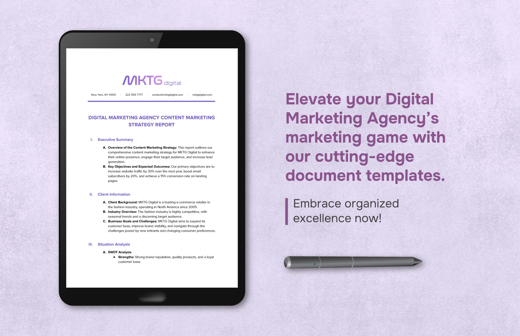 Digital Marketing Agency Content Marketing Strategy Report Template