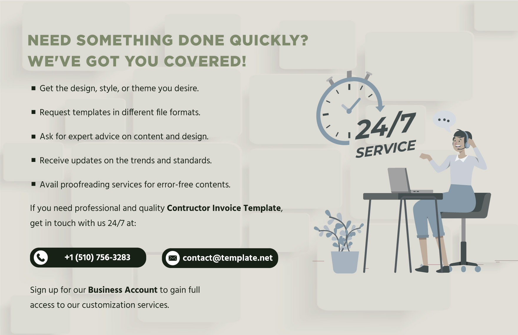 Free contractor invoice template download in word template