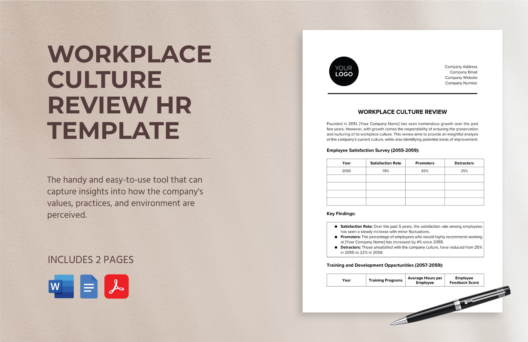 Workplace Culture Review HR Template in Word, Google Docs, PDF
