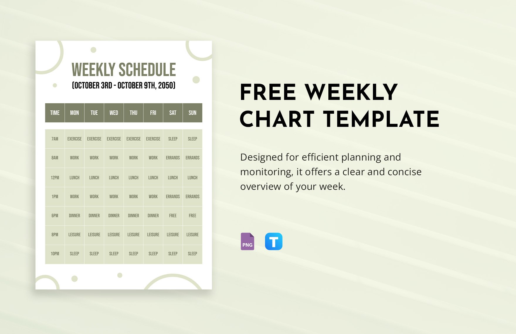Free Weekly Chart Template in PNG