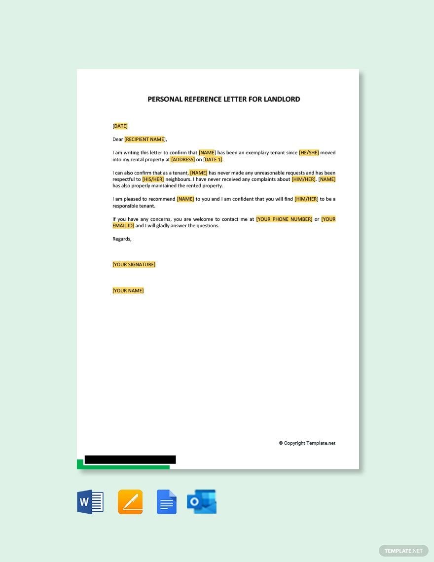 Personal Reference Letter For Landlord