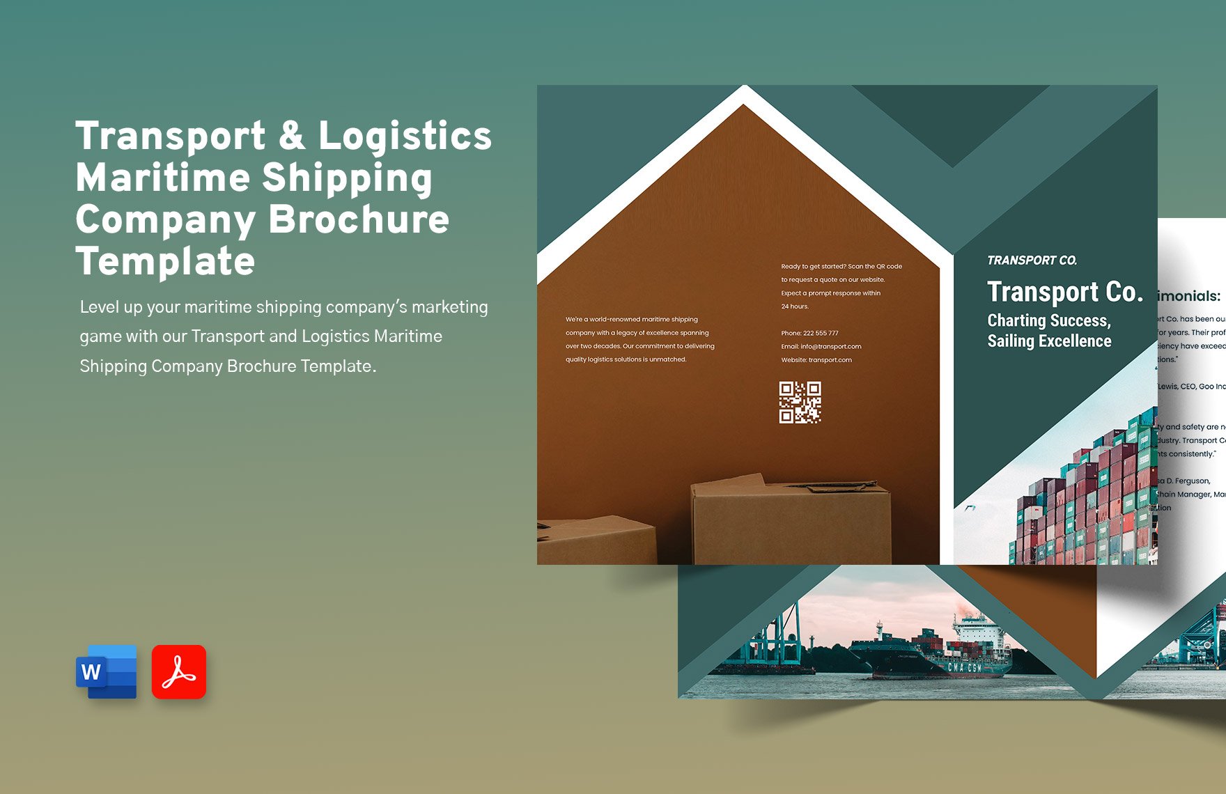 Transport and Logistics Maritime Shipping Company Brochure Template