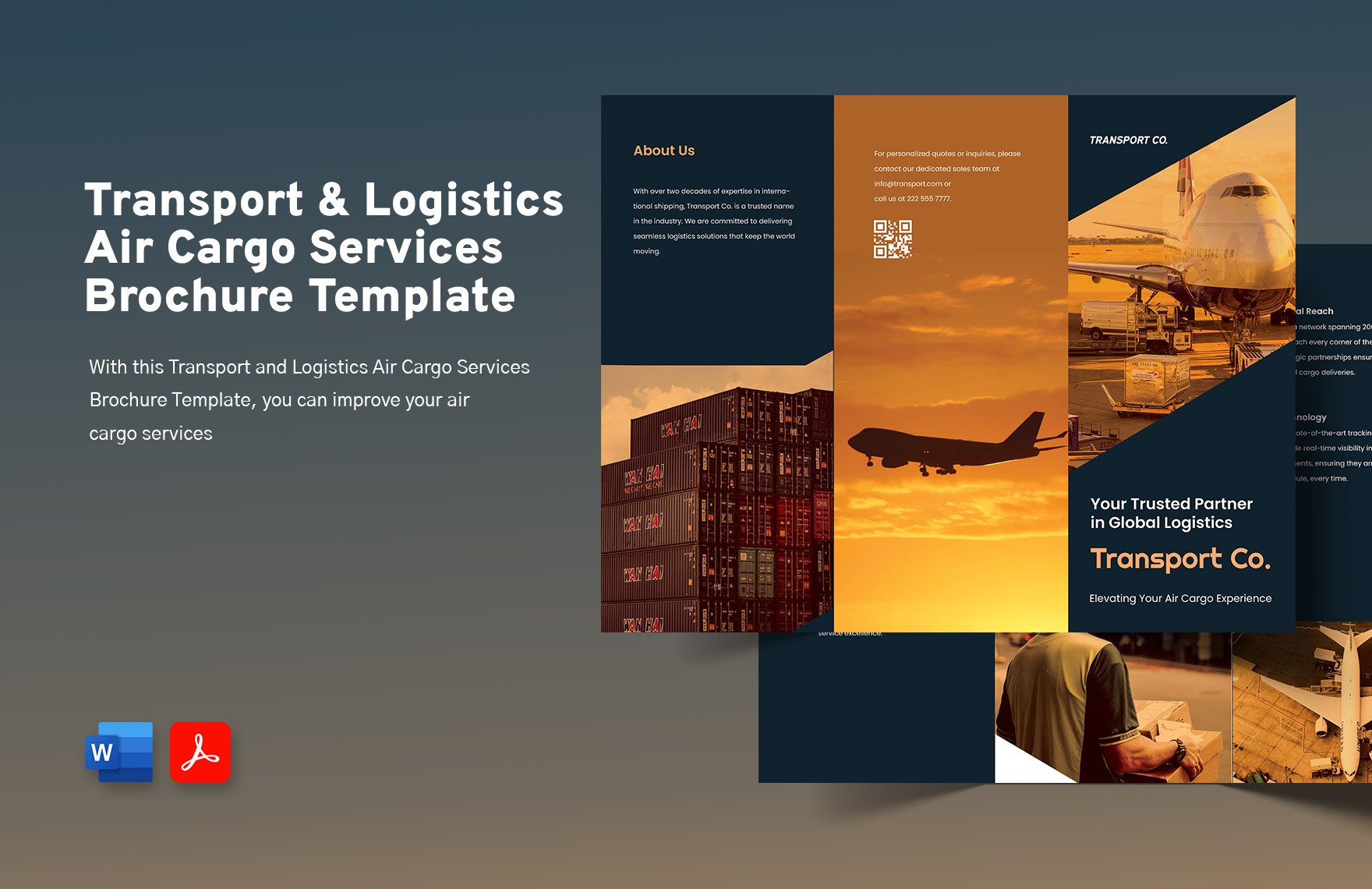 Transport and Logistics Air Cargo Services Brochure Template