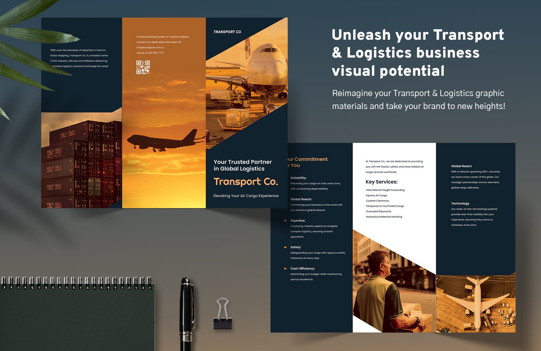 Transport and Logistics Air Cargo Services Brochure Template