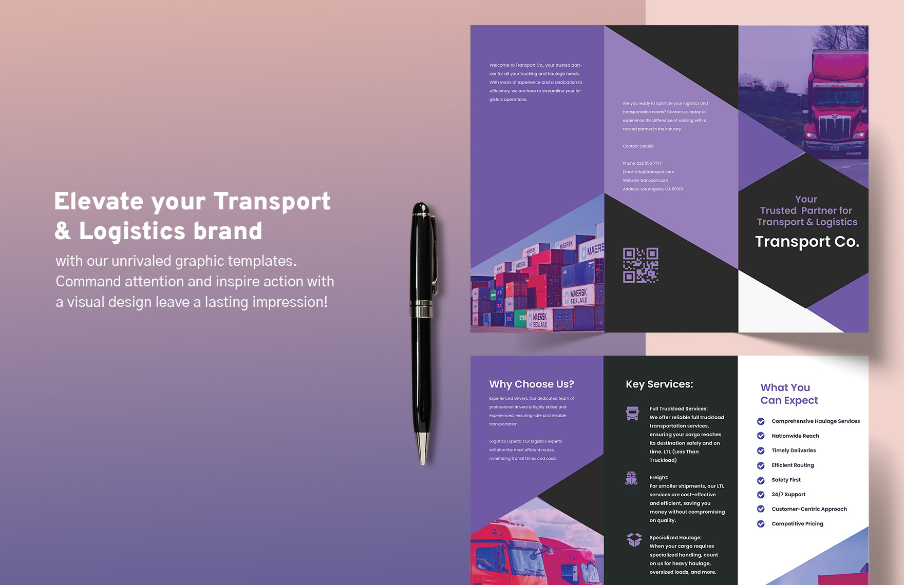 Transport and Logistics Trucking and Haulage Brochure Template