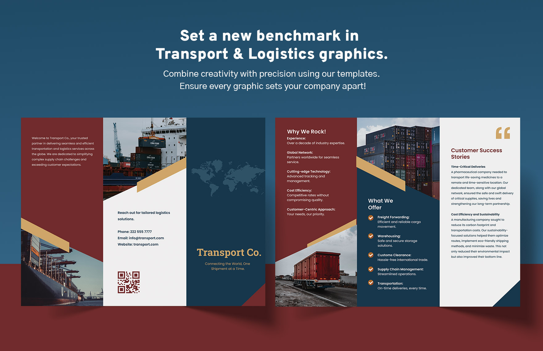 Transport and Logistics Global Logistics Solutions Brochure Template
