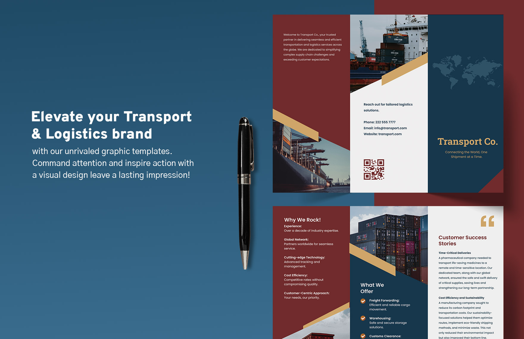 Transport and Logistics Global Logistics Solutions Brochure Template