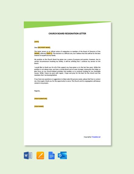 Free Church Membership Resignation Letter Template - Google Docs, Word ...