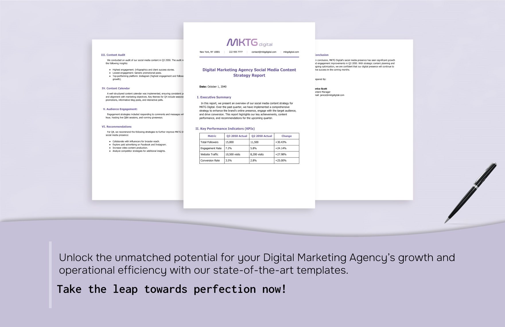 Digital Marketing Agency Social Media Content Strategy Report Template