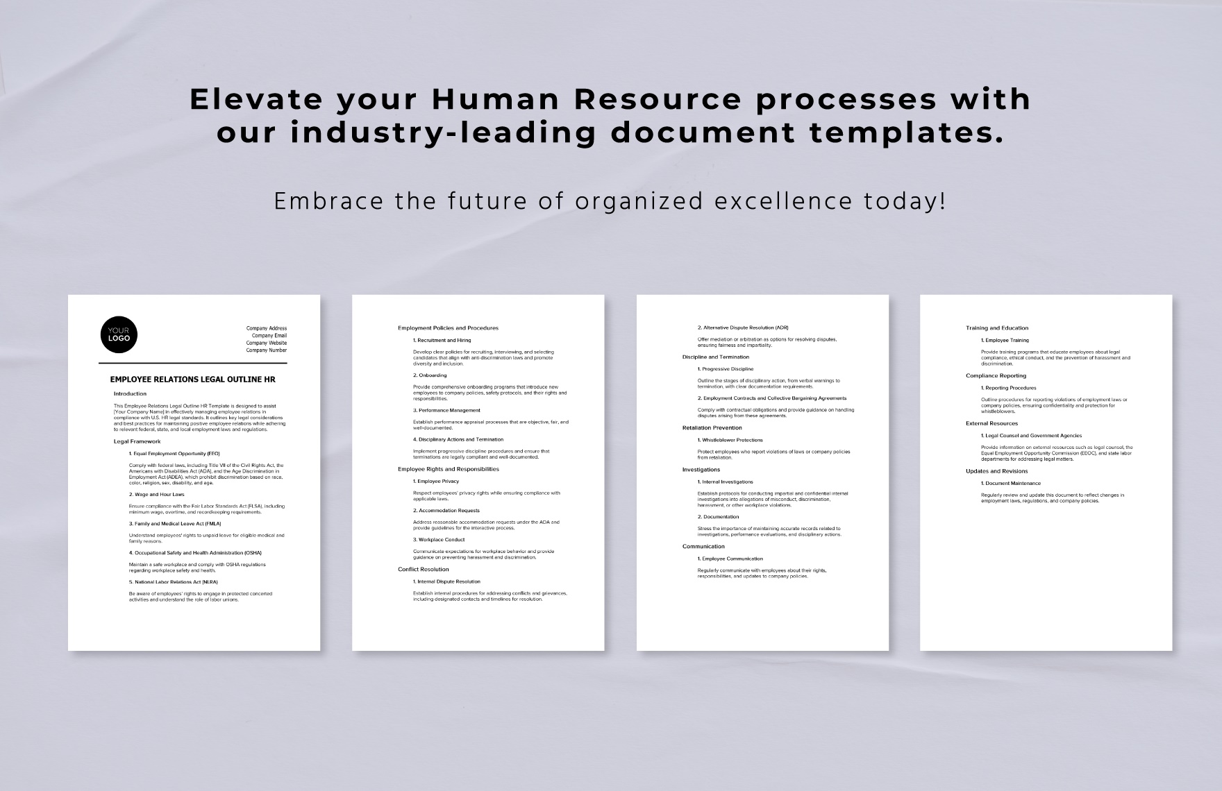 Employee Relations Legal Outline HR Template