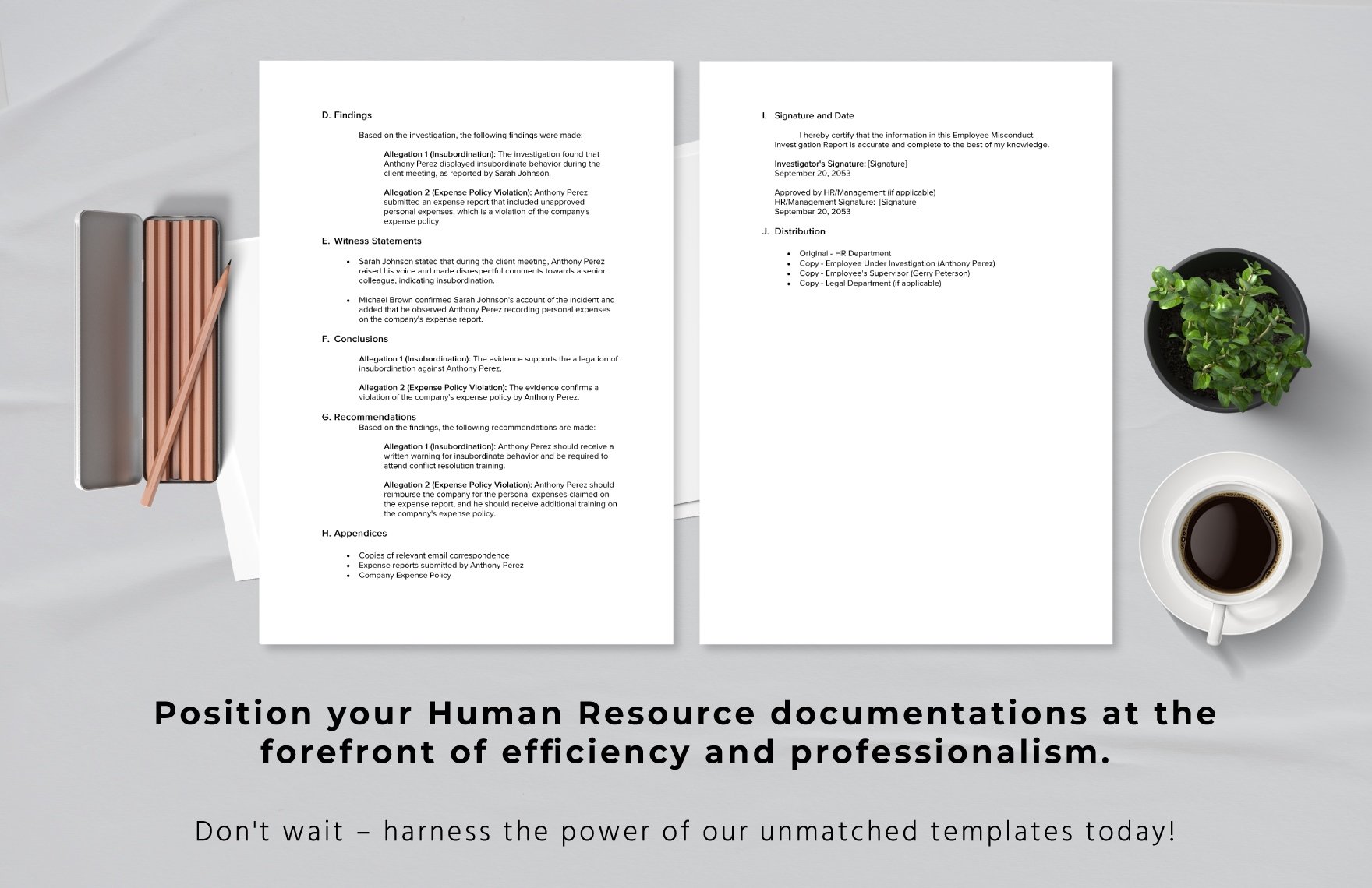 Employee Misconduct Investigation Report HR Template