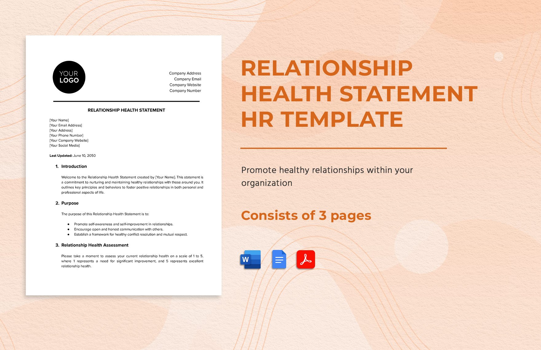 Relationship Health Statement HR Template in Word, Google Docs, PDF
