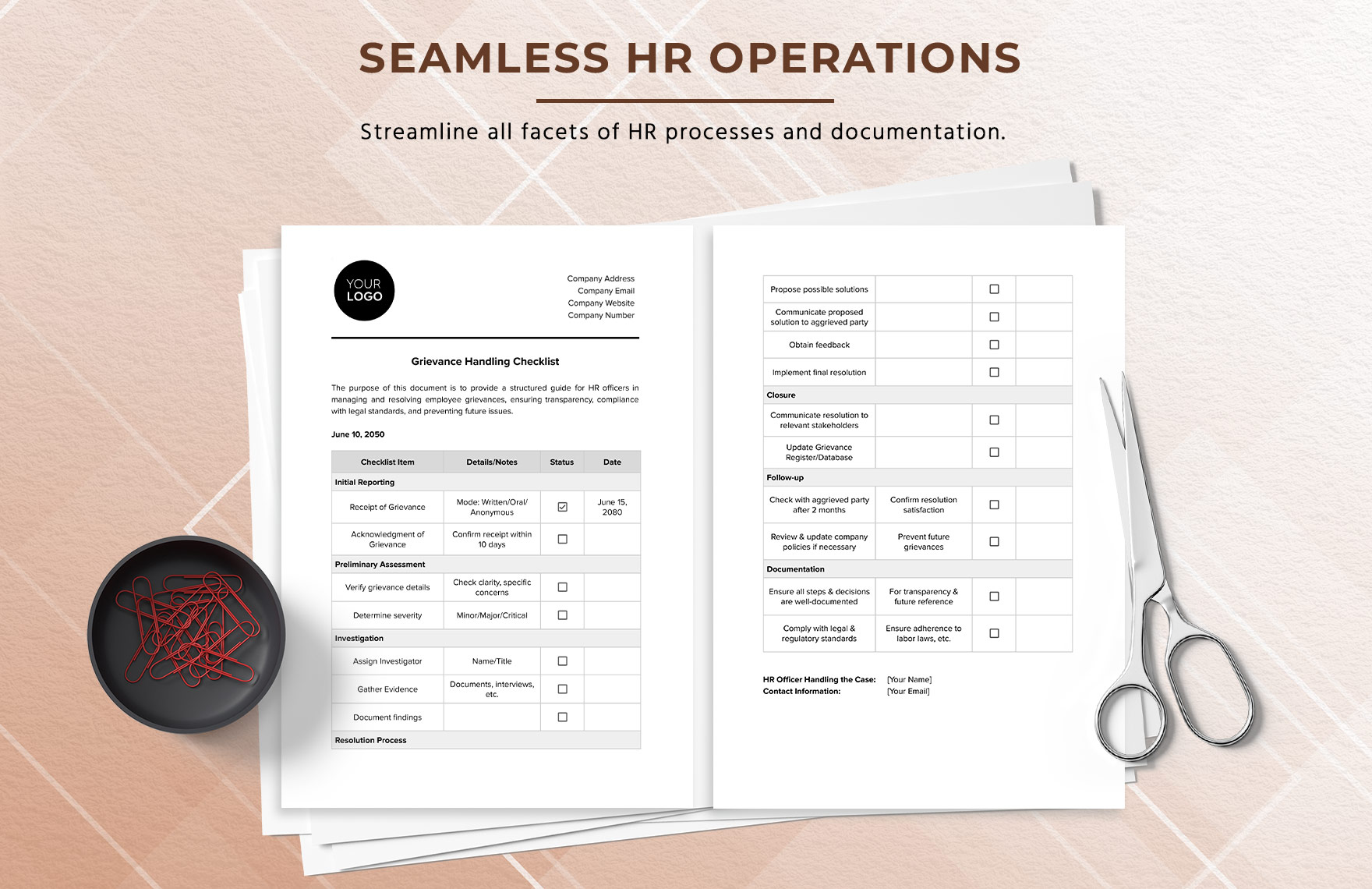 Grievance Handling Checklist HR Template
