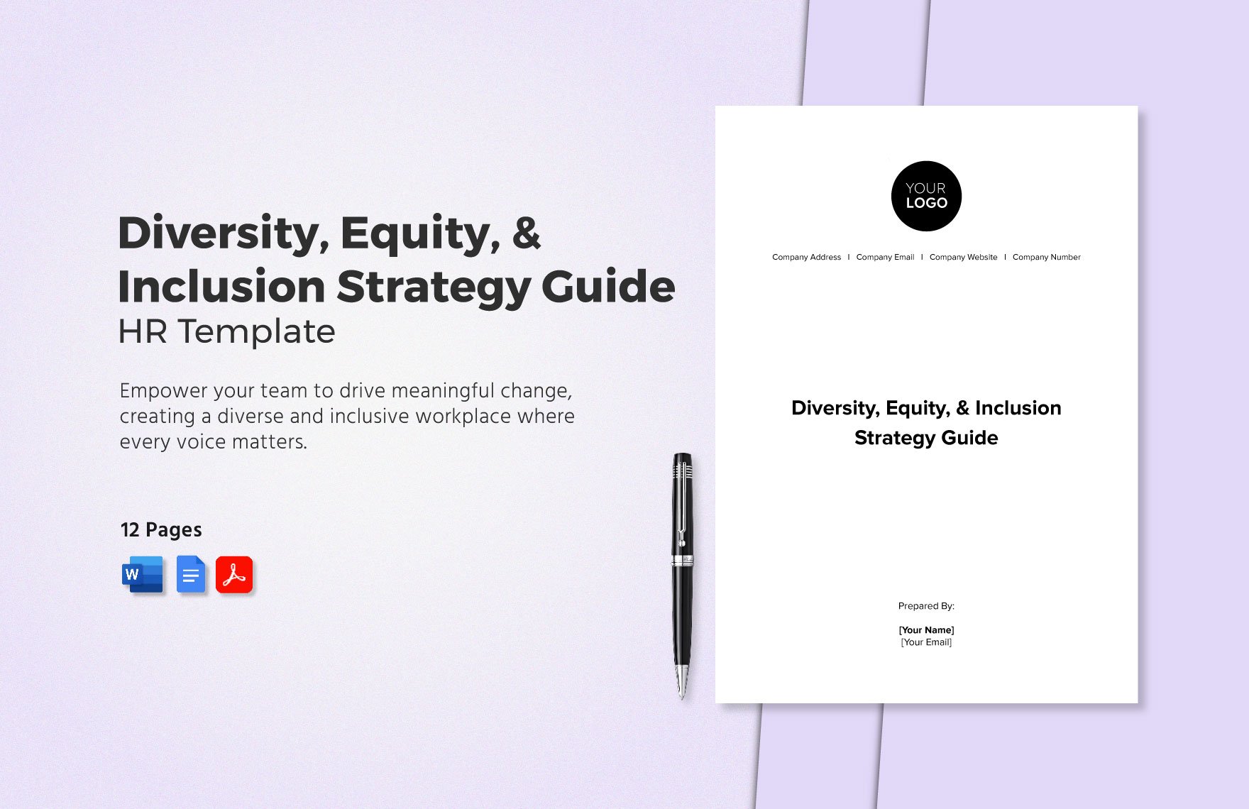 Diversity, Equity, & Inclusion Strategy Guide HR Template in Word, Google Docs, PDF