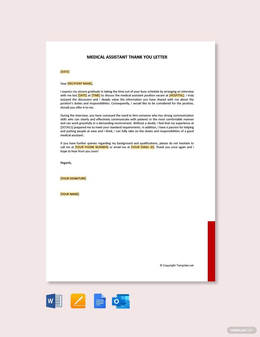 Medical Assistant Thank you Letter Template