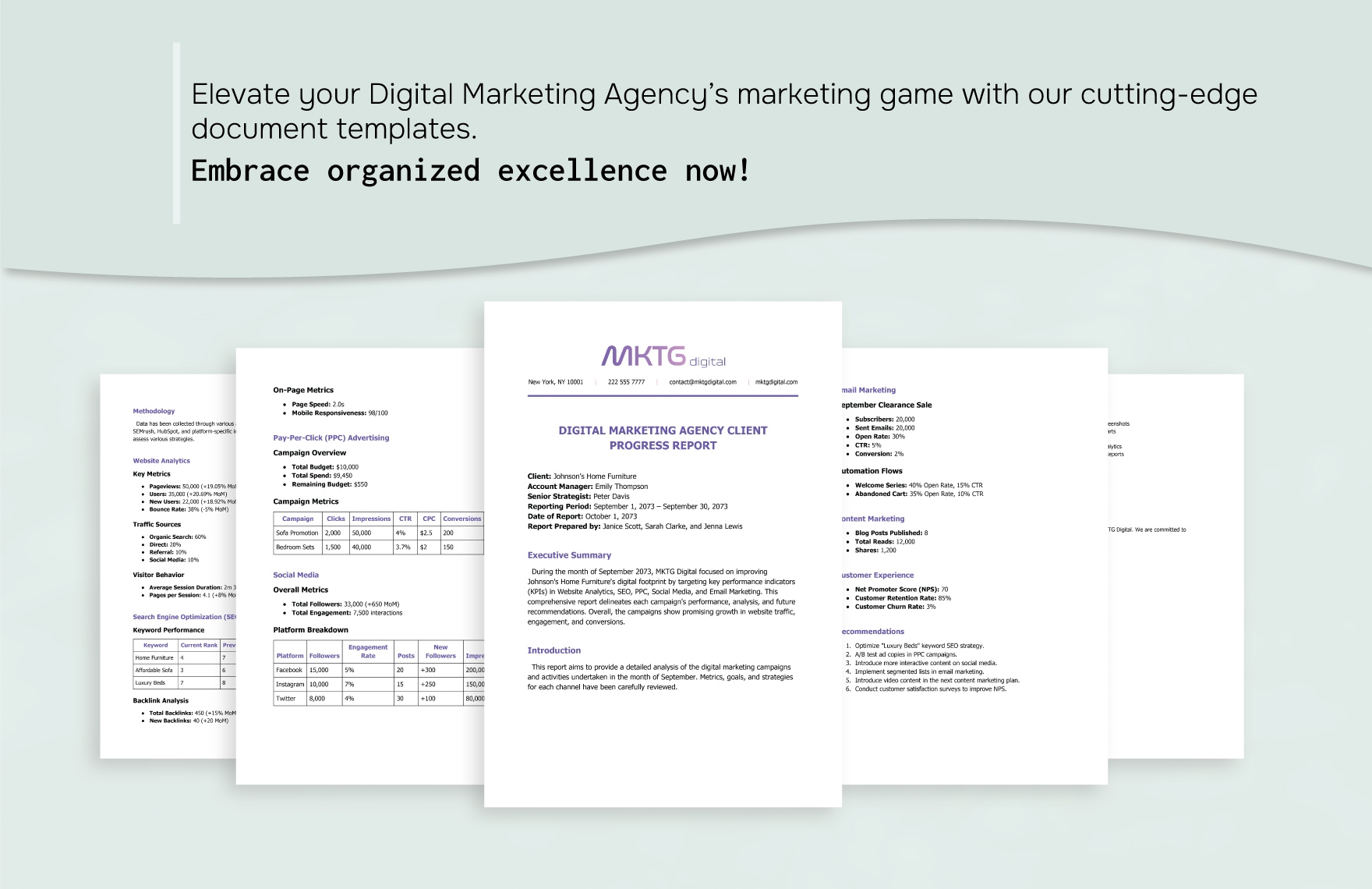 Digital Marketing Agency Client Progress Report Template