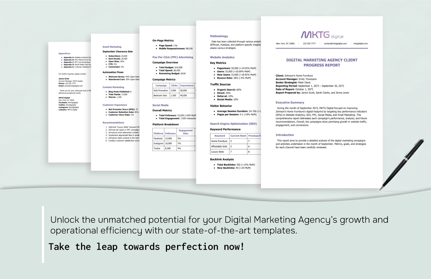 Digital Marketing Agency Client Progress Report Template