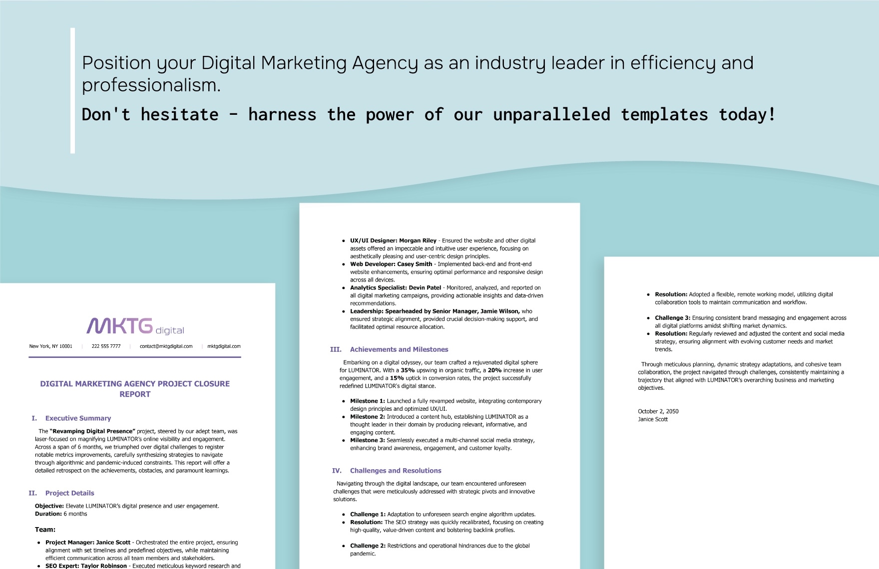 Digital Marketing Agency Project Closure Report Template