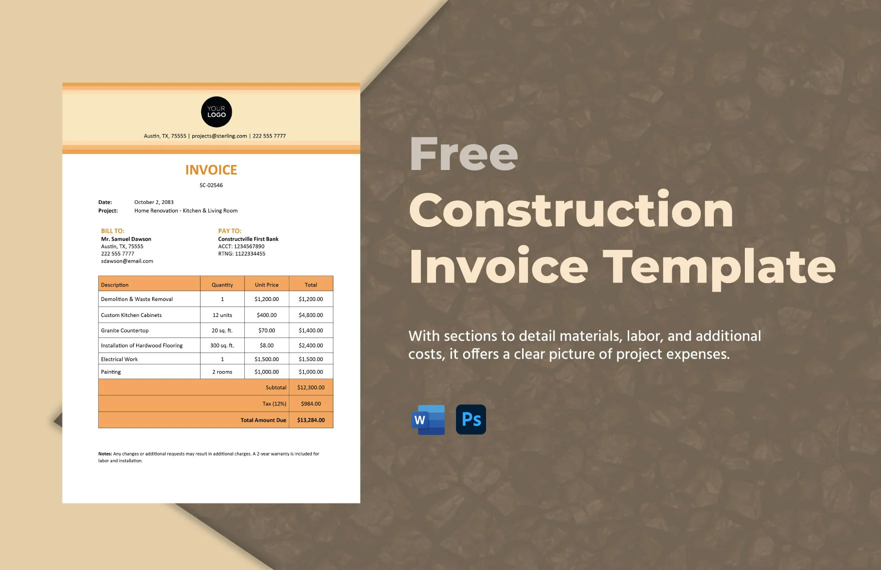 Construction Invoice Template