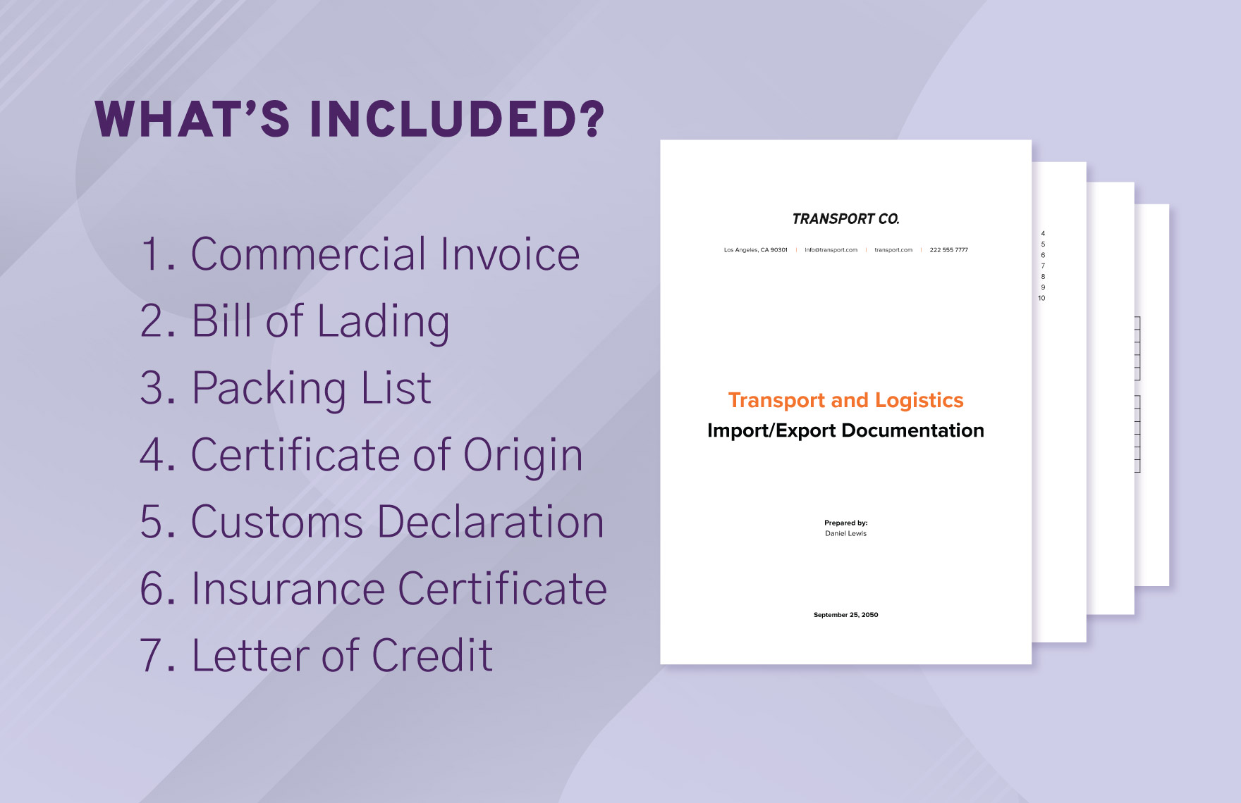 Transport and Logistics Import/Export Documentation Template