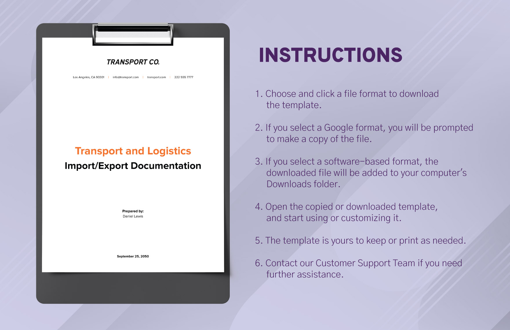 Transport and Logistics Import/Export Documentation Template