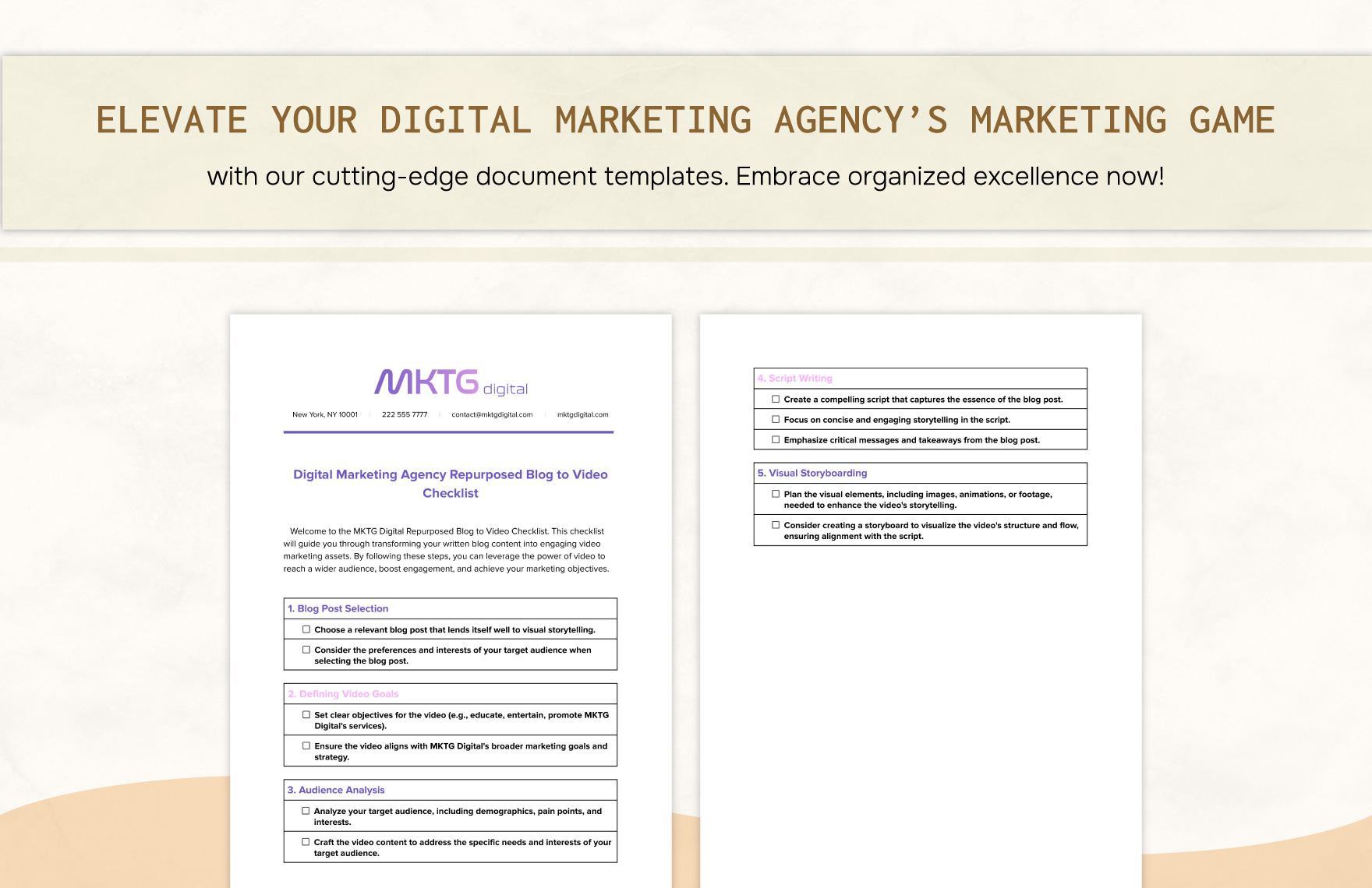 Digital Marketing Agency Repurposed Blog to Video Checklist Template