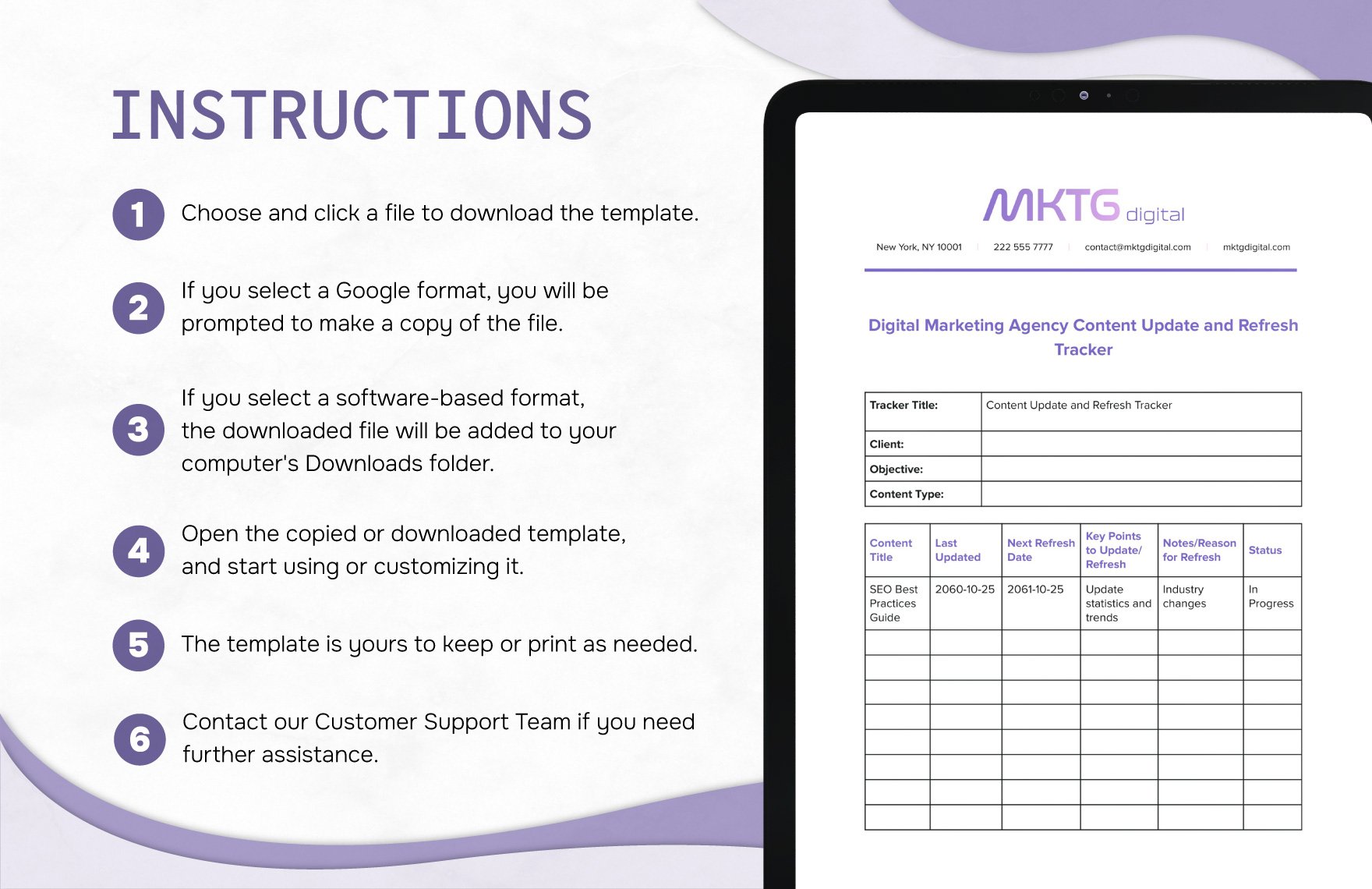 Digital Marketing Agency Content Update and Refresh Tracker Template