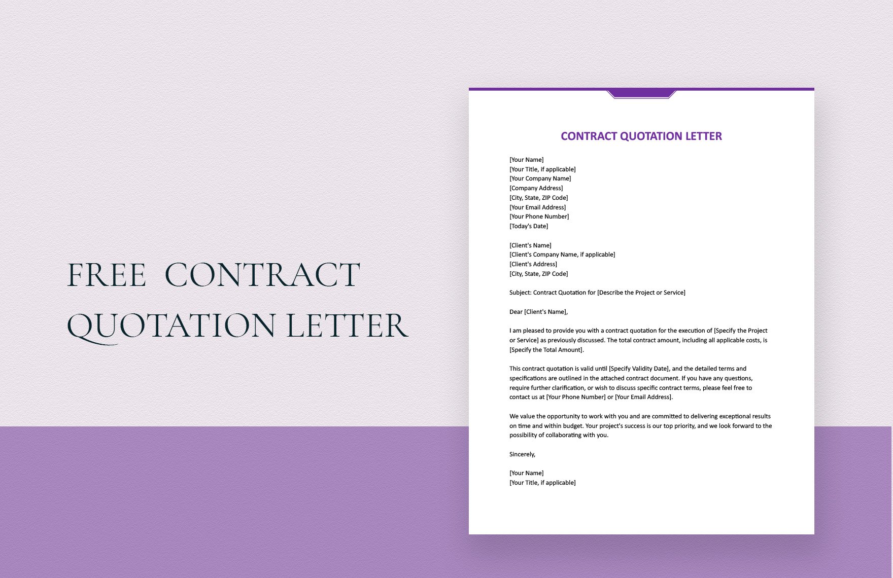 Contract Quotation Letter in Word, Google Docs