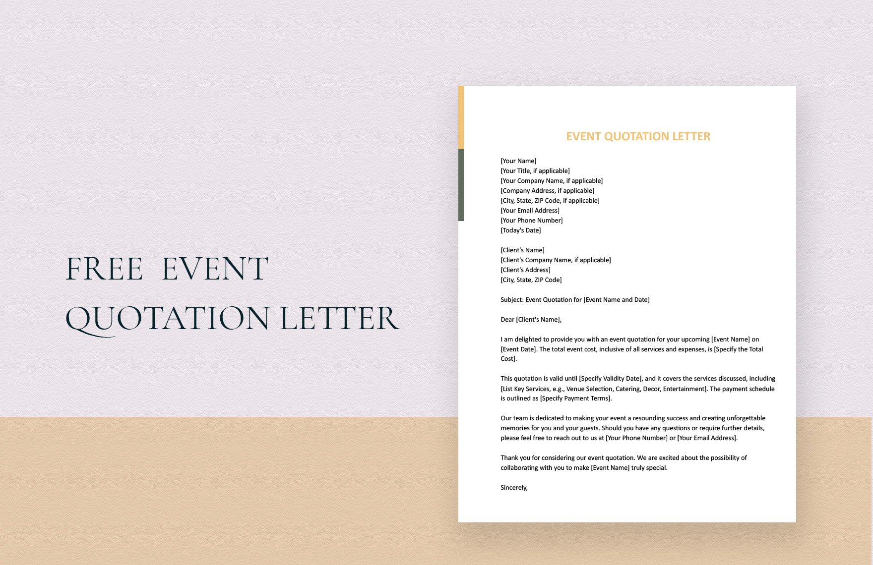 Event Quotation Letter in Word, Google Docs