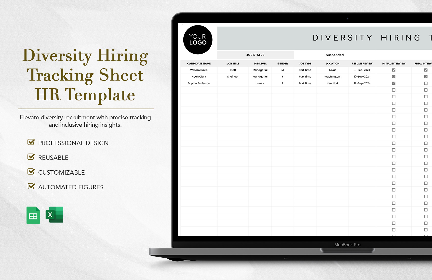 Diversity Hiring Tracking Sheet HR Template in Excel, Google Sheets - Download | Template.net