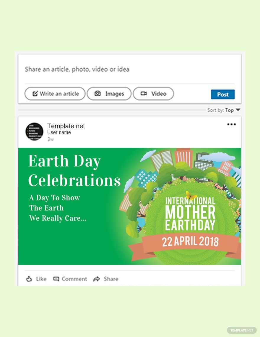 Free International Earth Day LinkedIn Post Template in PSD