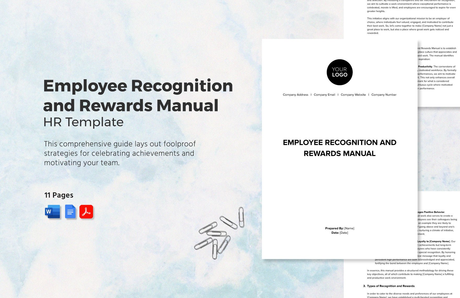 Employee Recognition and Rewards Manual HR Template in Word, Google Docs, PDF