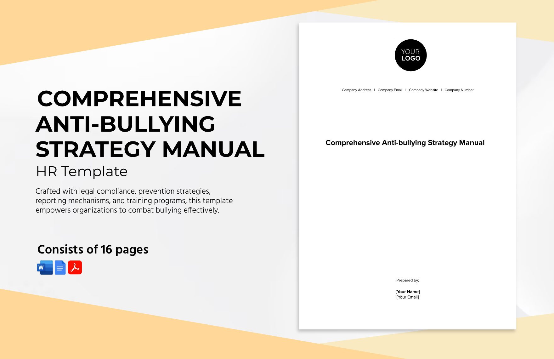 Comprehensive Anti-bullying Strategy Manual HR Template in Word, Google Docs, PDF