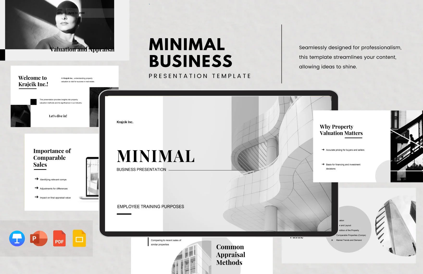 Free Minimal Business Presentation Template in PDF, PowerPoint, Google Slides, Apple Keynote