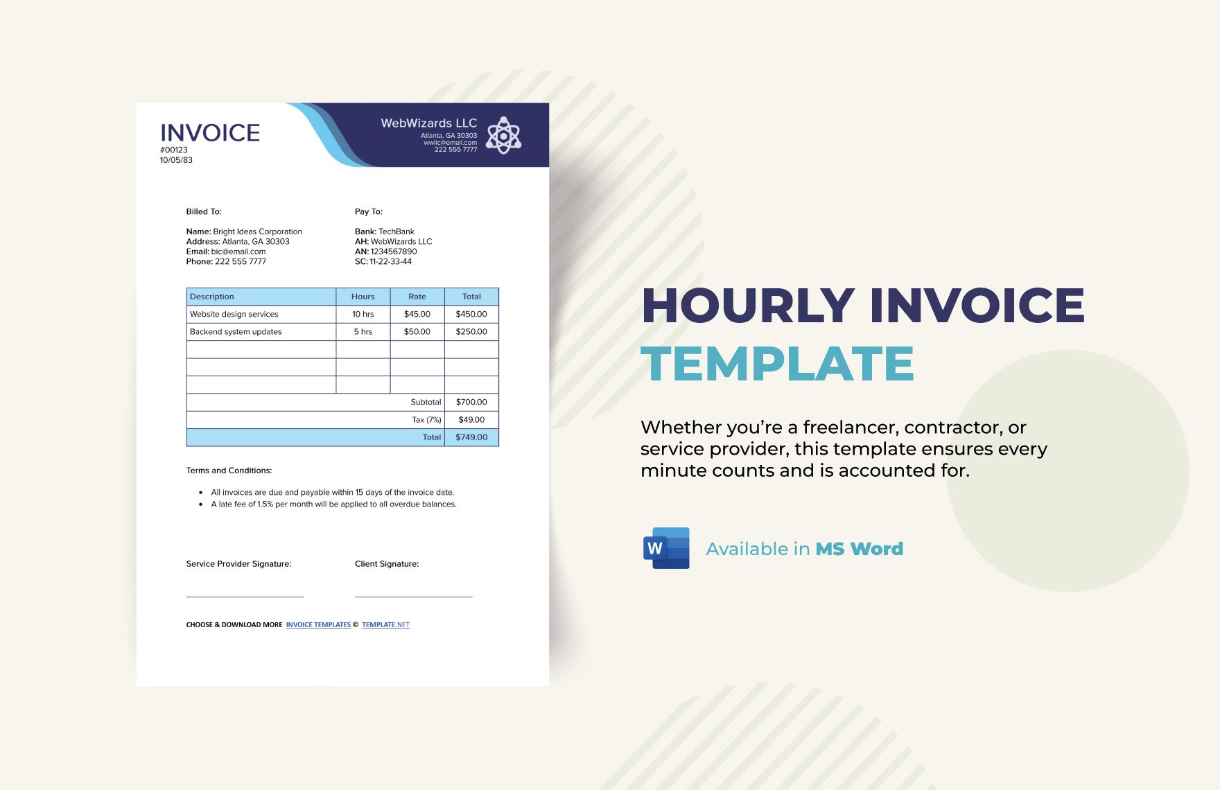 Free Hourly Invoice Template